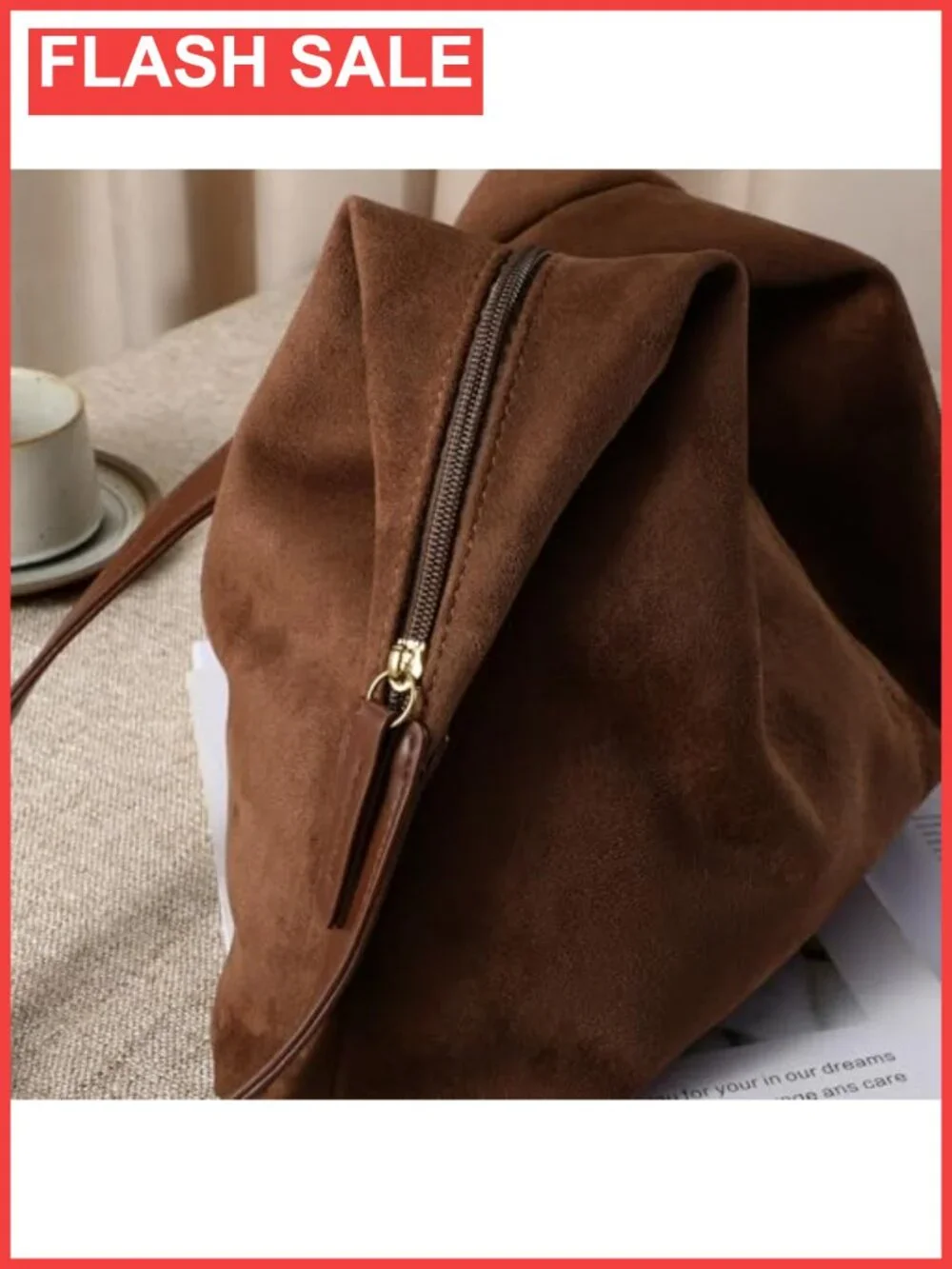 Faux Suede Hobo Shoulder Bag Slouchy Satchel Crossbody Purse